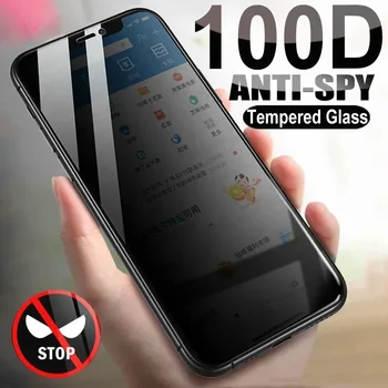 100D Anti Spy Grūdintas Stiklas iPhone 12 mini Pro 11 XS Max X XR Privacy Screen protector, iPhone 7 8 6 6S Plus SE 2020 Stiklo