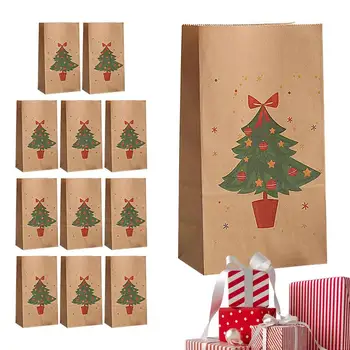 12PCS Kalėdų Kraft Popierius Rankinės Kalėdinių Dovanų Maišelis Linksmų Kalėdų Dekoro Namuose, Kalėdos, naujieji Metai Pakavimo Krepšiai