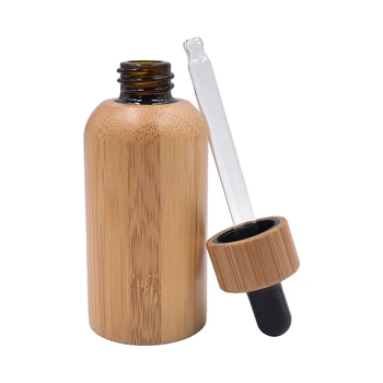 15ml 30ml 50ml gintaro spalvos stiklo butelis, bambuko, kuriems eterinio aliejaus butelių stiklo buteliuko lašintuvu Aromaterapija Skystis