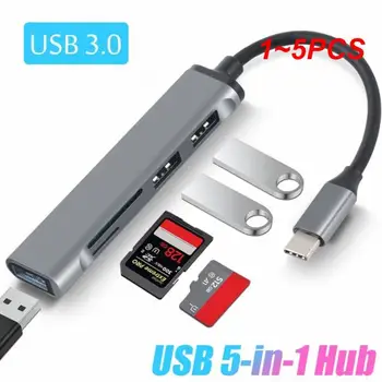 1~5VNT 5in1 C Tipo HUB USB 3.0 Multiport Splitter Adapteris su SD TF Uostų Kortelės Skaitytuvą, skirtą 