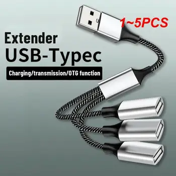 1~5VNT C Tipo Dual USB OTG Adapteris USB 2.0 Tipas-C Plėtra KONCENTRATORIAUS Duomenų Įkrovimo Nerijos Cabo Galaxy S22 MacBook