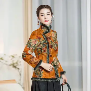 2024 m. kinijos tradicinės viršuje hanfu palaidinė moterims šiltas kailis derliaus hanfu moterų Kinų stiliaus rudens ir žiemos paltai a778
