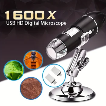 3in1 Skaitmeninis Mikroskopas 1600X Paramos PC Tipo C Micro-USB