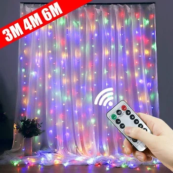 3M/4M/6M LED Užuolaidų Girlianda ant Lango USB String Žibintai Pasakų Nuotolinio Valdymo Kalėdų, Vestuvių Papuošalai, Namų Kambarys