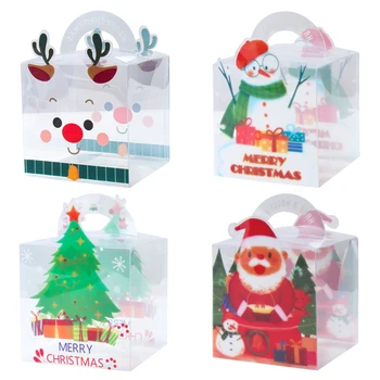 4pcs Kalėdų Skaidrus Nešiojamų Dovanų Dėžutės, Saldainiai Slapukas Šokolado Nuga Apple Pakuotės Kalėdos Naujųjų Metų Šaliai Džiaugtis 2024