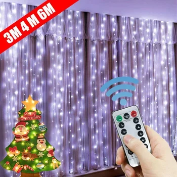 6M LED Užuolaidų Girlianda ant Lango USB String Žibintai Pasakų Girlianda Nuotolinio Valdymo Kalėdų, Vestuvių Papuošalai, Namų Kambarys