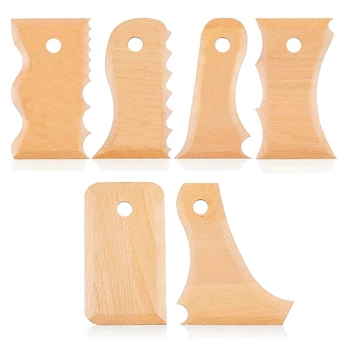 7 VNT Keramikos Apdailos Įrankiai Medienos Spalvos Medinės Tekstūros Profilio Šonkaulio Hiso Kojos Shaper