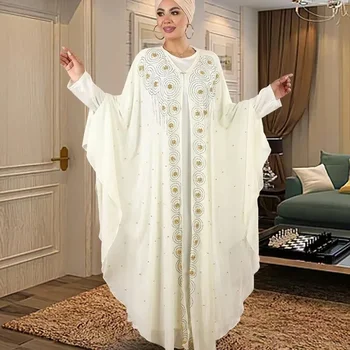 Abayas Moterų Dubajaus Prabanga Šifono Boubou Musulmonų Mados Caftan Dress Marocain Vakaro Suknelės, Šaliai, Skraistės Djellaba Femme 2024