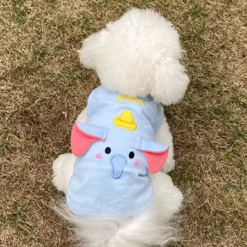 Anime Dramblys Šunų Drabužius Vest Blue Print Pet Drabužiai Maži Šunys Geltonas Lokys Animacinių Filmų Kostiumų Pavasario Vasaros Ropa Para Perro