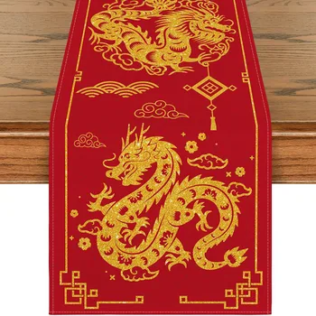 Apsaugoti Jūsų Stalo su Stiliaus Kinijos Zodiako Dragon Stalo Runner Tvirtas ir Patvarus Lengva Valyti ir Prižiūrėti