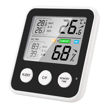 Aukšto Tikslumo Termometras su Drėgmėmačiu Skaitmeninis Temperatūros ir Drėgmės Matuoklis LCD Ekranas ℃/℉ Perjungiamos Magnetinio Thermohygrometer