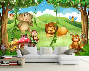 Beibehang Užsakymą darželį, fonas, tapetai, freskos fantazijos Žirafa, liūtas gyvūnų miško cartoon vaikų kambario 3d tapetai