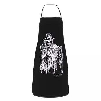 Custom kombinezonai su Antkrūtiniais Yohji Yamamoto Rašinėti Portretas Prijuostės Vyrams, Moterims, Unisex Suaugusiųjų Virėja, Cooking Virtuvės Tablier Virtuvė Kepimo