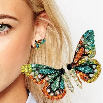 Delysia Karalius Spalvinga Crystal Butterfly Ausies Stud Moterų Madinga Svajonė Elegantiškas Temperamentas Earings Smeigės
