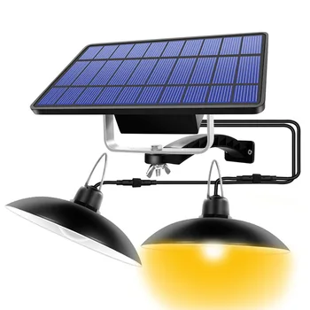 Dvigubas Galvos Saulės Pakabukas Žibintas Su Remote Contro LED Lauko Patalpų Saulės Kabo Lempa Saulės Apšvietimas Kempingas Sodo Kieme