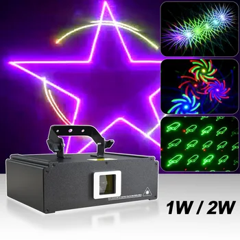 Full 3D Efektas 1w 2w RGB Lazerinio Skaitytuvo Apšvietimas DJ Šalies Baras Disco Lazeris Projektorius Scenos Apšvietimas Su 10 Poveikį Animacija