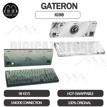 Gateron IG98 Mechaninė Žaidėjus Klaviatūros 3Mode USB/2.4 G/Bluetooth Belaidę Klaviatūrą, RGB Apšvietimu Tarpiklis Individualų Žaidimų Klaviatūra