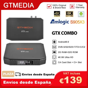 GTMEDIA GTX COMBO DVB-S/S2/S2X-T-C+ATSC Palydovinis Imtuvas, 2GB 32GB,S905X3,Android 9.0 TV Box 4K 8K H265 BT4.1, CA ir CI Plus