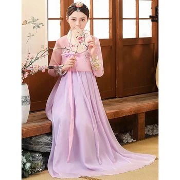 Hanbok Korėjos Tradicinę Suknelę, Siuvinėjimo Spausdinti Rožinė, Violetinė Hanbok Suknelė Šiuolaikinės 2023 Korėjos Stiliaus Kostiumas Retro Šokių Drabužiai