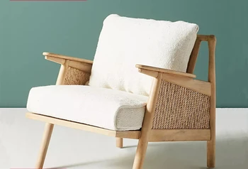 Japonų-Retro Stiliaus Medžio Masyvo Kėdė, Sofa Laisvalaikio Porankiu Atlošas Kėdės Home B & B Rotango Vieną Vietą Kėdė