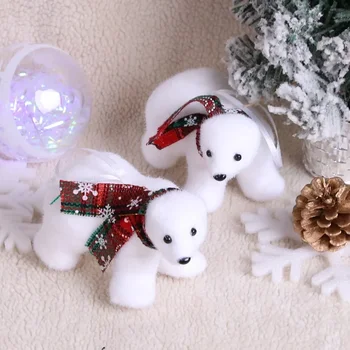 Kalėdų Papuošimai Baltos Spalvos Meškiukas Pakabukas Kalėdų Medžio Apdaila Pakabukas Christmas Polar Bear Lėlės Pakabukas