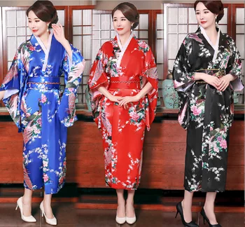 Karšto Pardavimas Naujų Moterų Japonų Kimono Drabužius, Šilko, Satino Ilgai Pižama Patogus Prarasti Nakties Skraiste Suknelė Ponios Vestuvės Dress