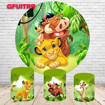 Liūtas Karalius Turas Fone Individualų Disney Džiunglėse-Laukinių Gyvūnų, su Elastinga Kūdikio Gimtadienio Foto Fone Dangtis