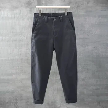 Mada Vyrams, Atsitiktinis Kelnės Elastingos Juosmens Mažų Kojų Slim Korėjos Stiliaus Plisuotos Smailas Vyrų Švarkas Kelnės Kelnės Streetwear H43