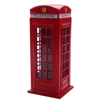Metalo Raudona, Britų anglų Londono Telefono Būdelė Banko Monetos, Banko Taupymo Puodą Piggy Bank Raudonos Telefono Būdelės Langelį 140X60X60Mm