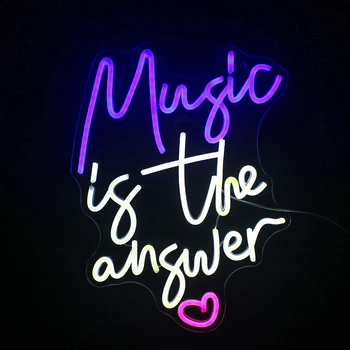 Muzikos Neoninis Ženklas Muzika yra Atsakymas Neoninės šviesos diodų (Led Ženklai, Gyvos Muzikos Miegamųjų Namo Diskoteka Baras Studio Muzikos Grupė Sienų Dekoras Dovana
