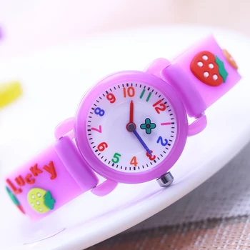 Nauja Mada Vaikams Mergaitės Berniukai 3D Braškių Dirželis Laikrodžiai Pasisekė Žolės Rankas Spalvinga Skaitmeninis Asmenybės maži Vaikai Laikrodžiai