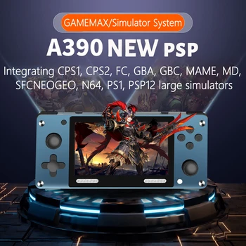 Naujas A390 delninis žaidimų konsolės 4-colių IPS aukštos raiškos ekraną, 12 emuliatoriai GAMEMAX sistema nostalgiškas žaidimas konsolės 10000 žaidimai