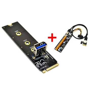 NAUJAS-M. 2 PCI-E X16 NGFF Lizdo Adapteris Kortelė+PCIE 1X Iki 16X 6Pin vaizdo plokštės prailginimo Laido Adapteris Valdybos BTC Kasyba