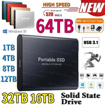 Nešiojamų SSD 1tb talpos Išorinis Kietasis Diskas 2TB Kietojo Disko išorinis USB 3.1/Tipas-C Diske Didelės Spartos Saugojimo PC/Mac/Telefono