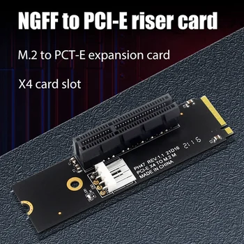 NGFF M. 2 PCI-E 4X Riser Card M2 Klavišą M Pcie X4 Adapteris Su LED Indikatorius SATA Maitinimo Stove Už Bitcoin Mining