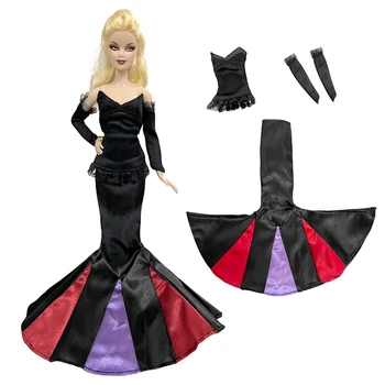 NK 1 Set 1/6 Princesė Mermaid Dress+Top+Pirštinės Pasakų Filmo Suknelė Cosplay Drabužius Barbie Lėlės Priedai Mergina Dovana Žaislas