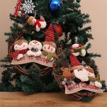 Papuošalai Kalėdų Vainiką Ant Durų Kabo Rotango Dirbtinis Pinecone Sniego Vyresnio Amžiaus Briedžiai Vynuogių Pakabukas Navidad Dekoracijos