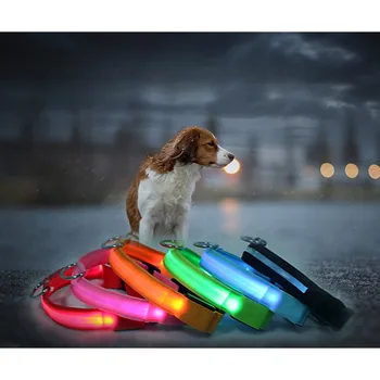 Pet products Šviesos vielos tinklo šunų antkaklis USB įkrovimo LED antkaklis Teddy auksaspalvis Retriveris didelis mažų šunų naminių gyvūnėlių apykaklės