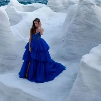 Prabanga Royal Blue Promenadzie Suknelė 2024 Brangioji Pusėje Ritininės Ilgas Šalis Suknelės Ponios Suknelės Už Ypatingą Progą, Dubajus Vakarą Gala