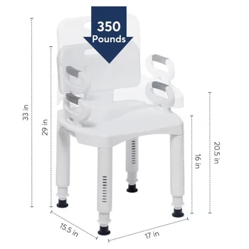 Ratai Medicinos Premium Serijos Dušo Kėdė su Nugaros ir rankų, Vonios kambario Baldai, Vonios kambario Kėdė