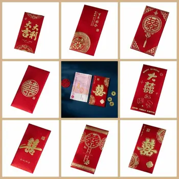 Raudona Vestuvių Raudoną Voką Hongbao Kinų Stiliaus Didelis Dydis Sėkmės Pinigų Vokai Aukso Štampavimo Taupyklė Vestuves