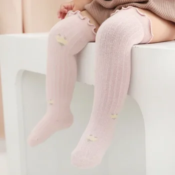 Rudenį ir Žiemą Nauja Vaikų Kojinės Mergaičių Kojinės Palaida Krūva, Medinės Ausies Pusėje Baby Baby Virš Kelio Kojines Ilgas Vamzdis