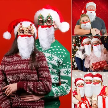 Santa Claus Kaukė Juokinga Barzda Pliušinis Sutirštės Skrybėlę Linksmų Kalėdų Cosplay Šalies Švenčių Prekės 2023 Naujųjų Metų Dovanos
