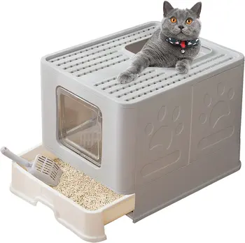 Sulankstomas Stalčių tipo kačių kraiko dėžutė super didelis pet švarus ir viliojimo kačių kraiko dėžutė