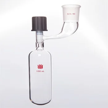 SYNTHWARE Tirpiklis saugojimo butelis su vidaus šlifavimo burną, 25mL-100mL, Sunkiųjų sienos, SCHLENK, Didelio vakuumo PTFE vožtuvas, F76