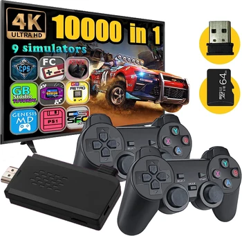 TV Žaidimas Stick - Peržiūrėti Klasikiniai Žaidimai su įmontuota 9 Emuliatorius, 10,000+ Žaidimai, 4K HDMI Išėjimo, ir 2,4 GHz Belaidžio ryšio Valdiklis