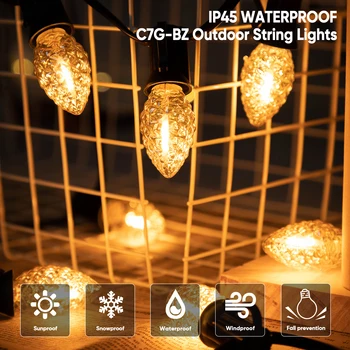 Vandeniui atsparus Lauko Styginių Šviesos IP45 C7 Pakaitinės Lemputės ES MUMS Plug Pasakų Šalis Kalėdų Sodo Puošmena galima prijungti Girliandą