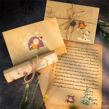 Vintage Kalėdų Kraft Raštas Padas nustatyti Animaciją, Modelis Santa Claus ir Kalėdų Vokai rašomasis Popierius Kvietimas, atvirukas