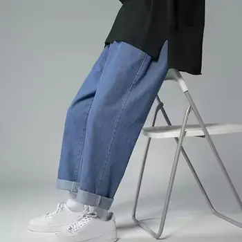Vyrai Džinsai Vintage Išsiuvinėti Pločio Kojų vyriški Džinsai Stilingas Streetwear su Minkštas Kvėpuojantis Audinys Hip-Hop Ritmais Star Siuvinėjimas