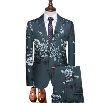 Vyriški laisvalaikio mada universalus gėlių verslo kostiumas naktiniame klube bar veiklos kostiumas priimančiosios vestuvių vyrų kostiumas, dviejų dalių komplektas
